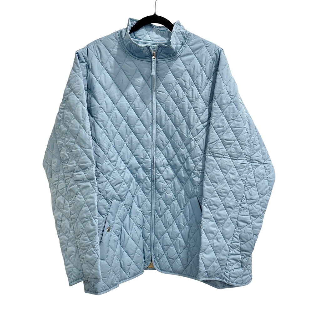 Lands End Dory Quilted Jacket Womens 3X Full Zip 24–26W Lightweight Chore Barn